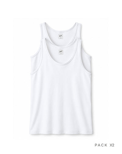 Camisilla slim algodón x2unds blanca hombre