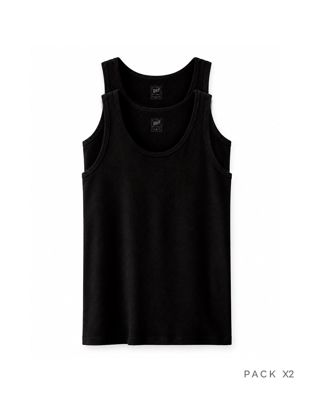 Camisilla slim algodón x2unds negra hombre