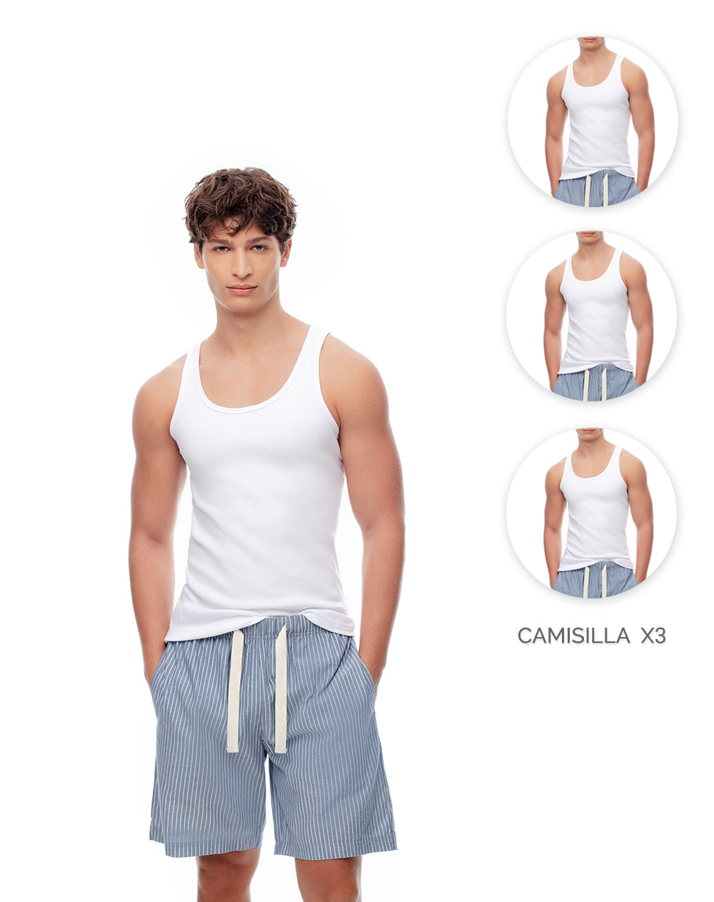 3 camisetas slim fit blanca