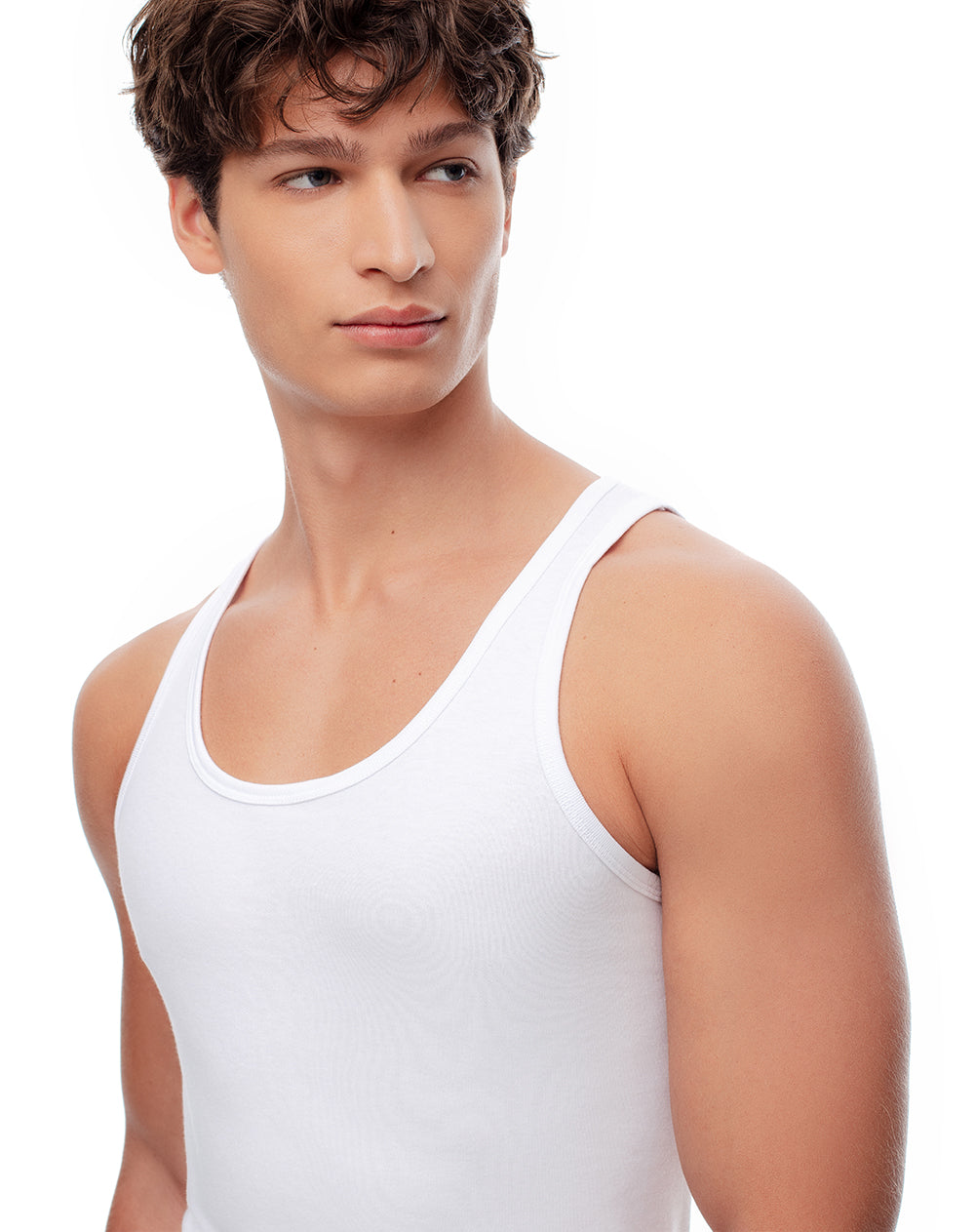 Camisilla slim algodón x3unds blanca hombre