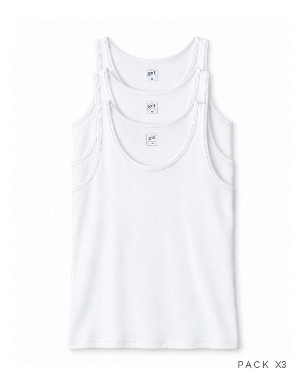 Camisilla slim algodón x3unds blanca hombre