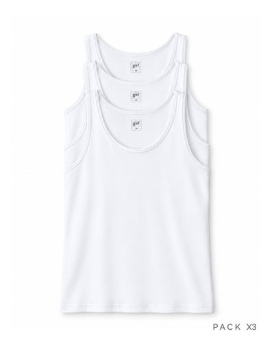 Camisilla slim algodón x3unds blanca hombre