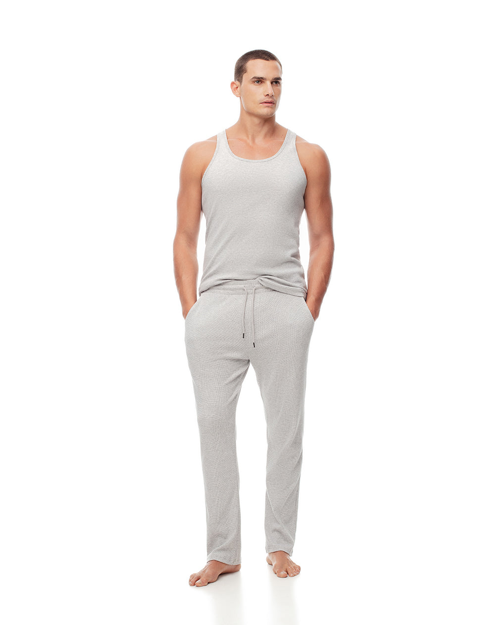 Camiseta slim fit gris jaspeada