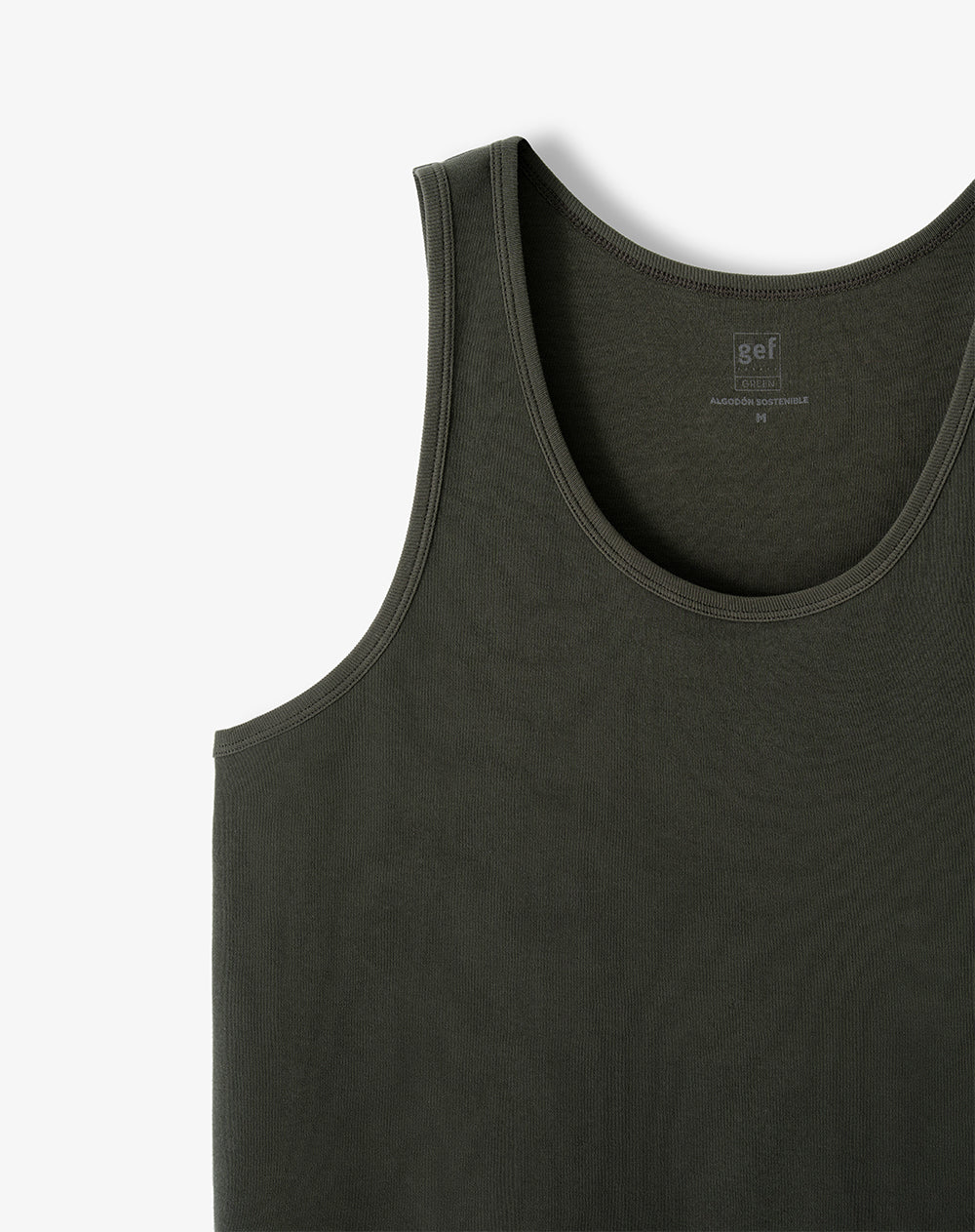 Camisilla slim algodón verde oliva hombre