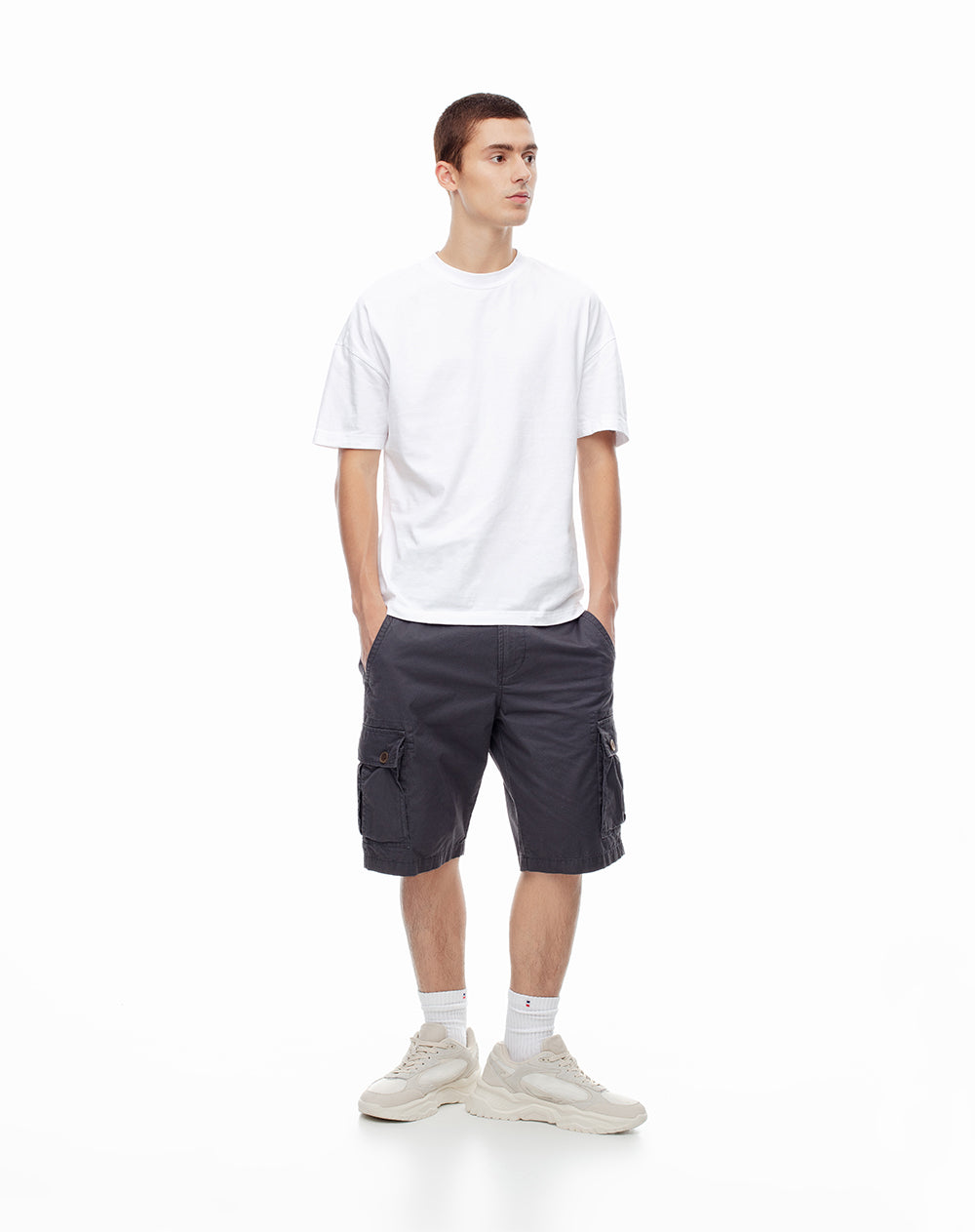Bermuda regular fit en drill gris