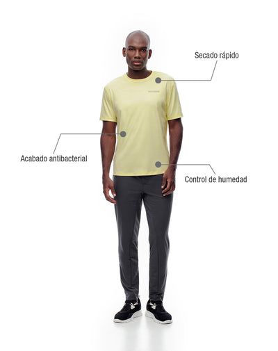 Camiseta deportiva control humedad amarillo hombre