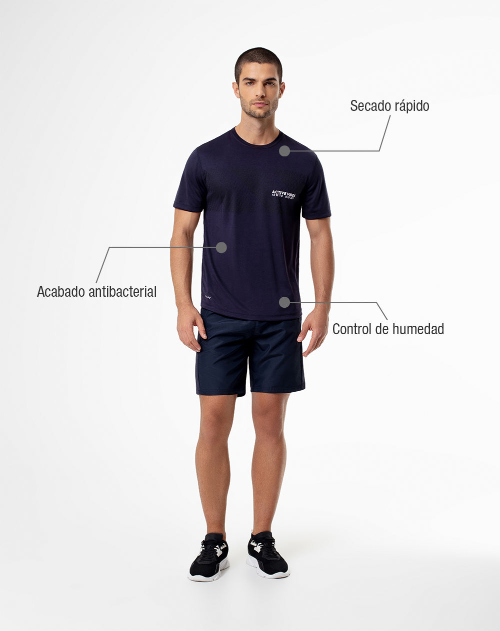 Camiseta deportiva control humedad azul hombre