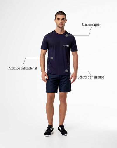 Camiseta deportiva control humedad azul hombre