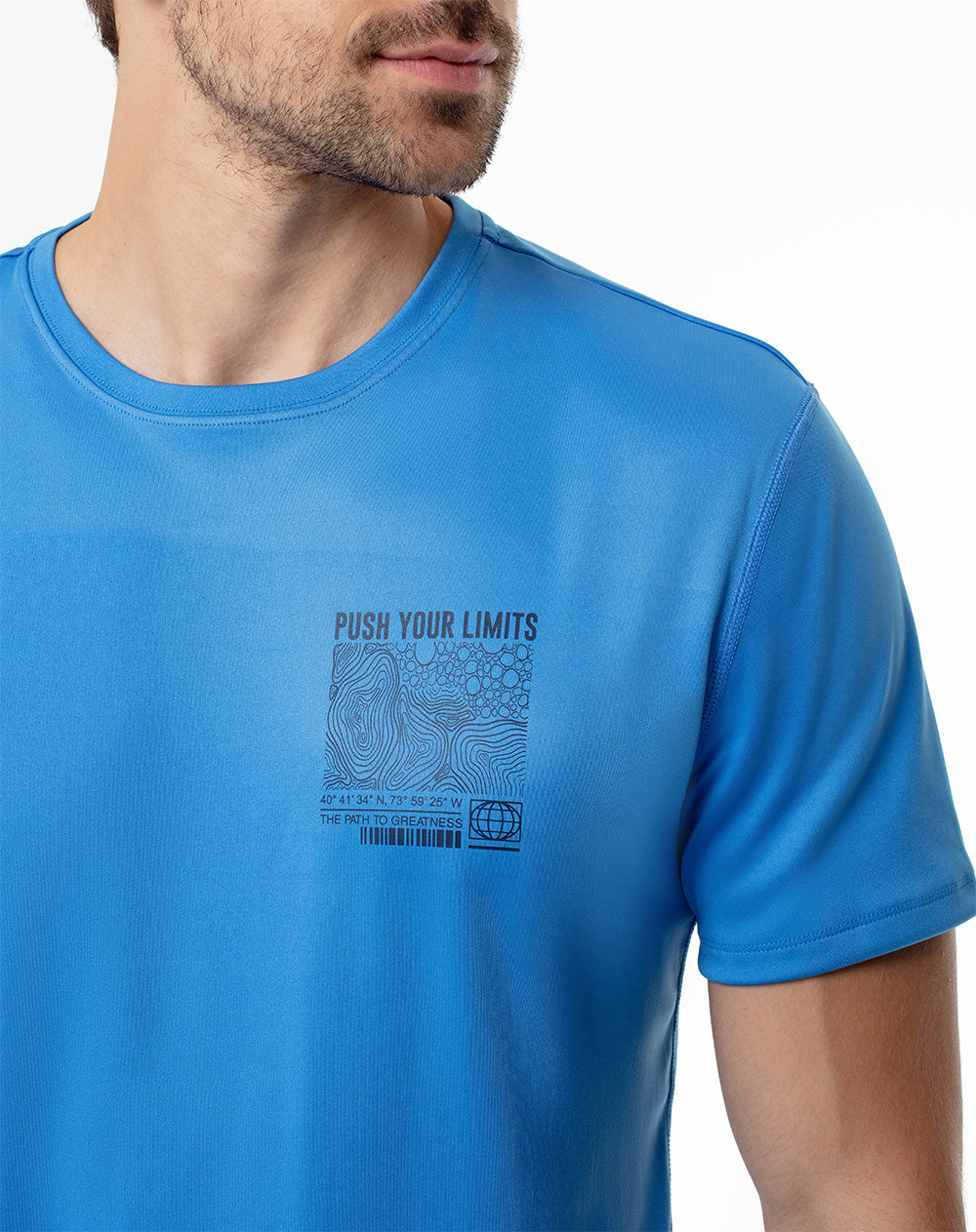 Camiseta slim fit manga corta azul