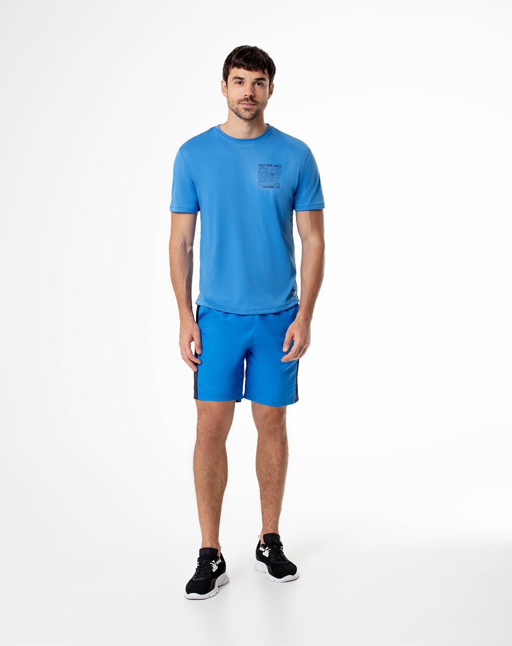 Camiseta slim fit manga corta azul