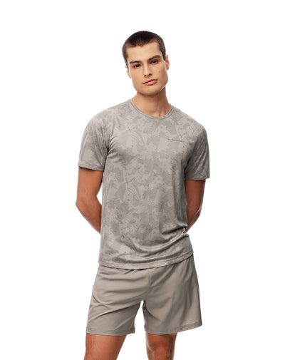 Camiseta deportiva control humedad café hombre