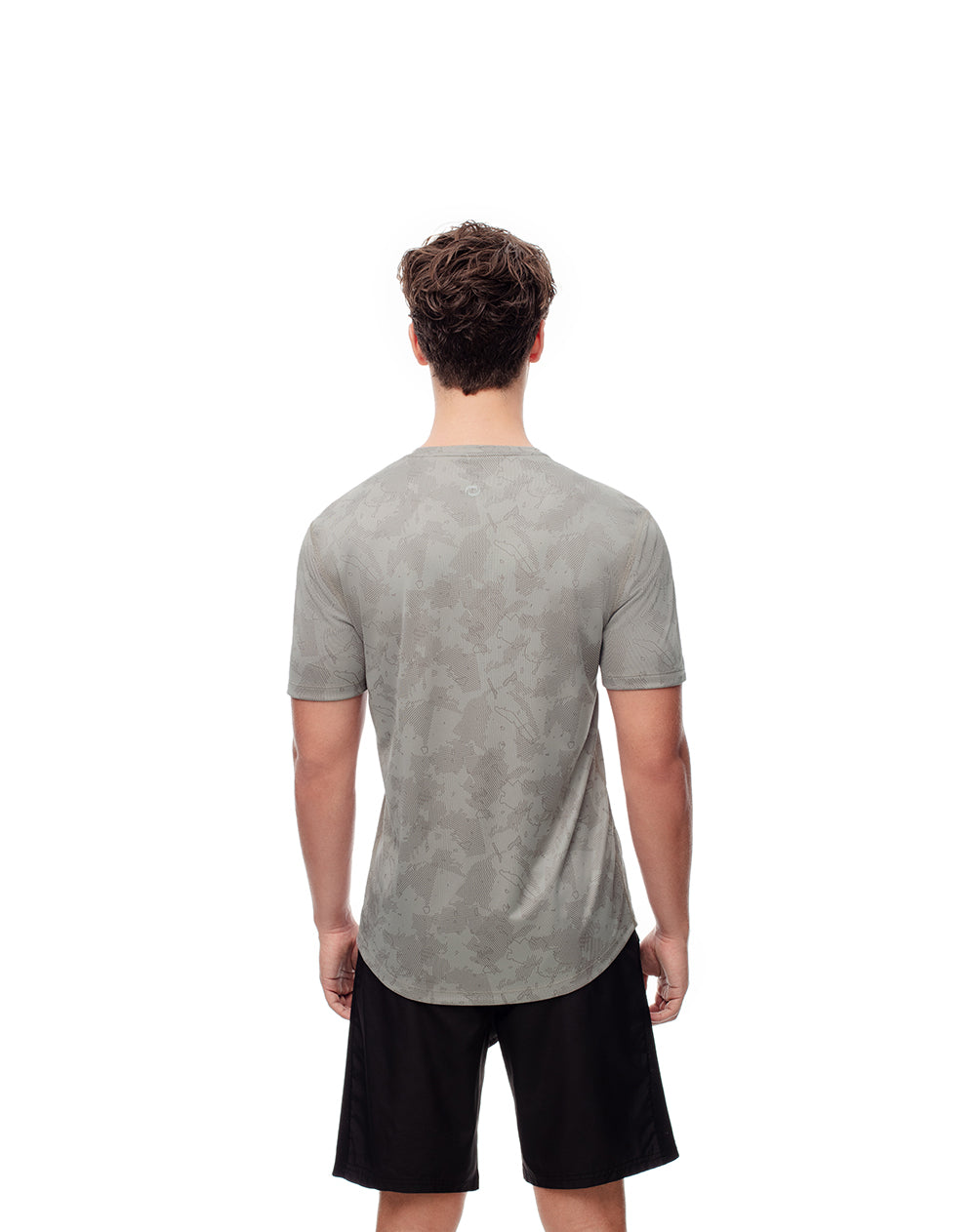 Camiseta slim fit manga corta cafe estampado