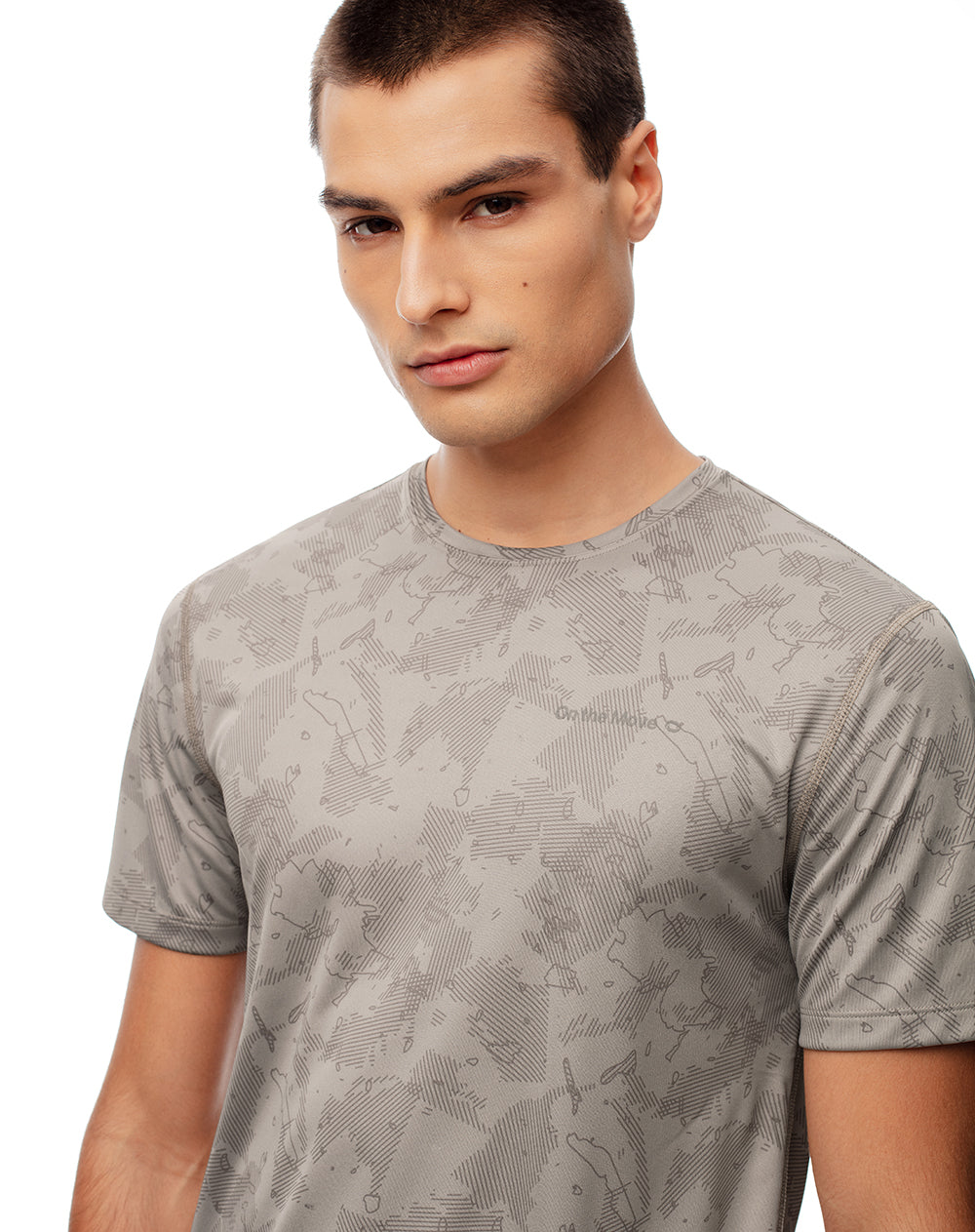 Camiseta deportiva control humedad café hombre