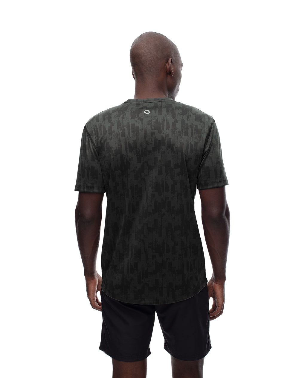 Camiseta slim fit manga corta gris estampada