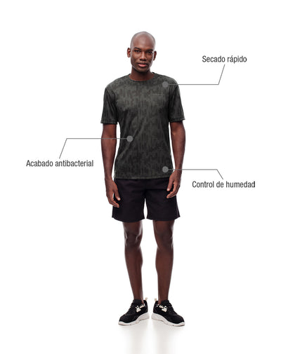 Camiseta deportiva control humedad estampada hombre