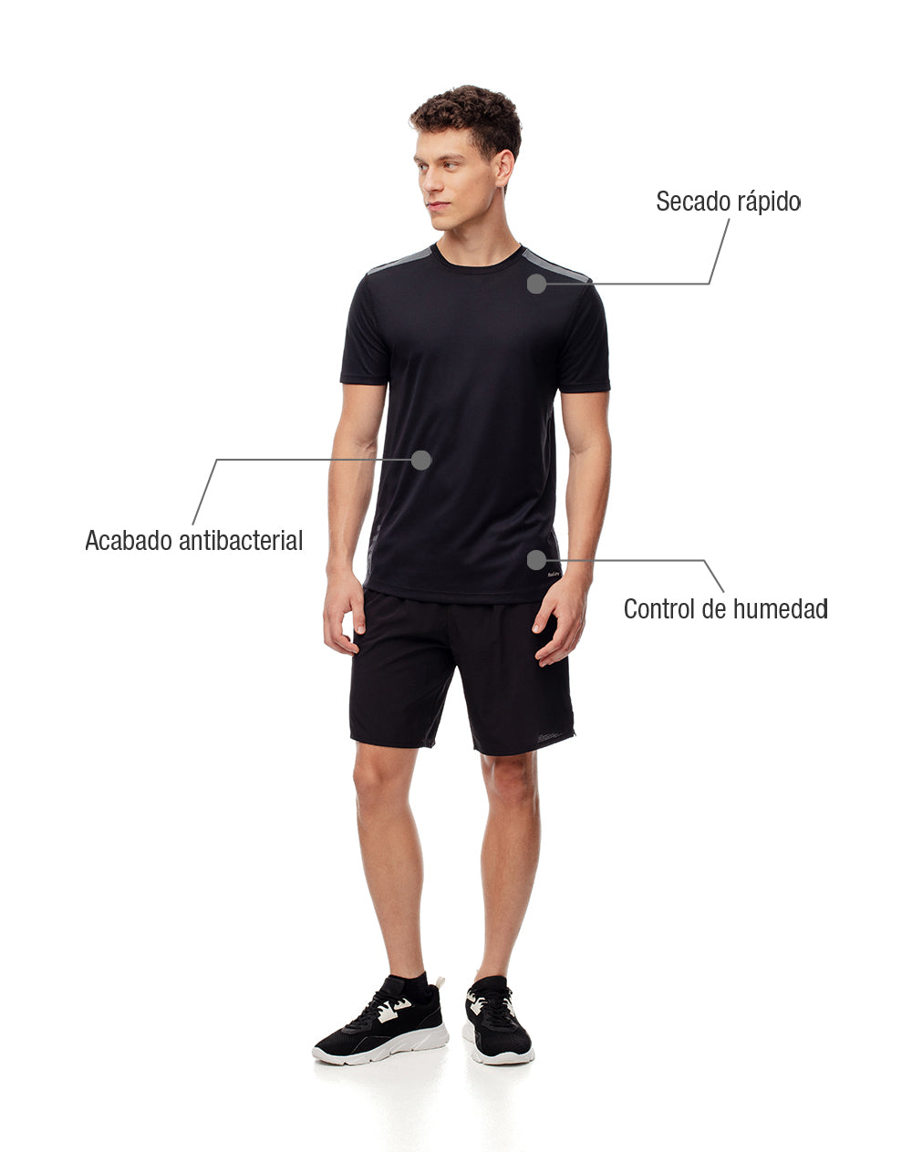 Camiseta deportiva control humedad negra hombre