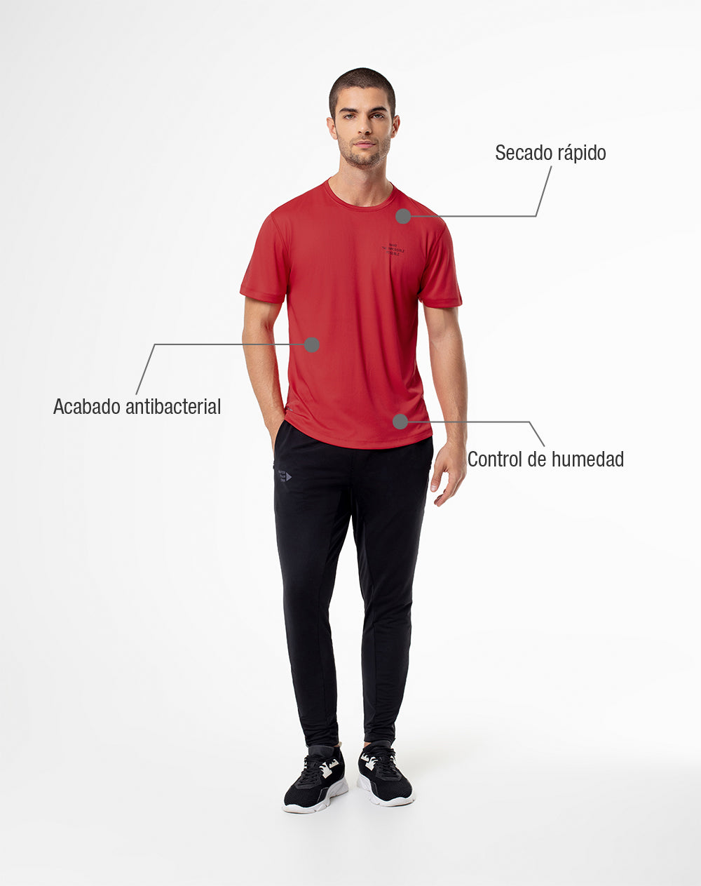 Camiseta deportiva control humedad roja hombre