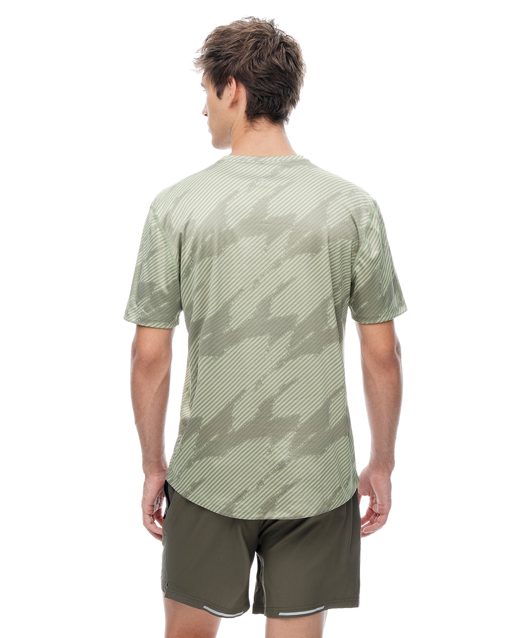 Camiseta slim manga corta verde estampada hombre