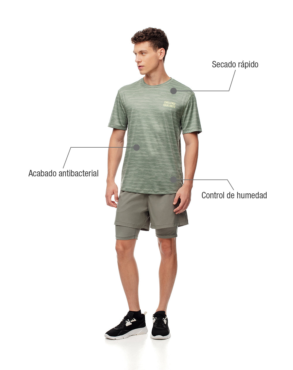 Camiseta deportiva control humedad verde hombre