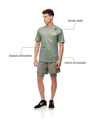 Camiseta deportiva control humedad verde hombre