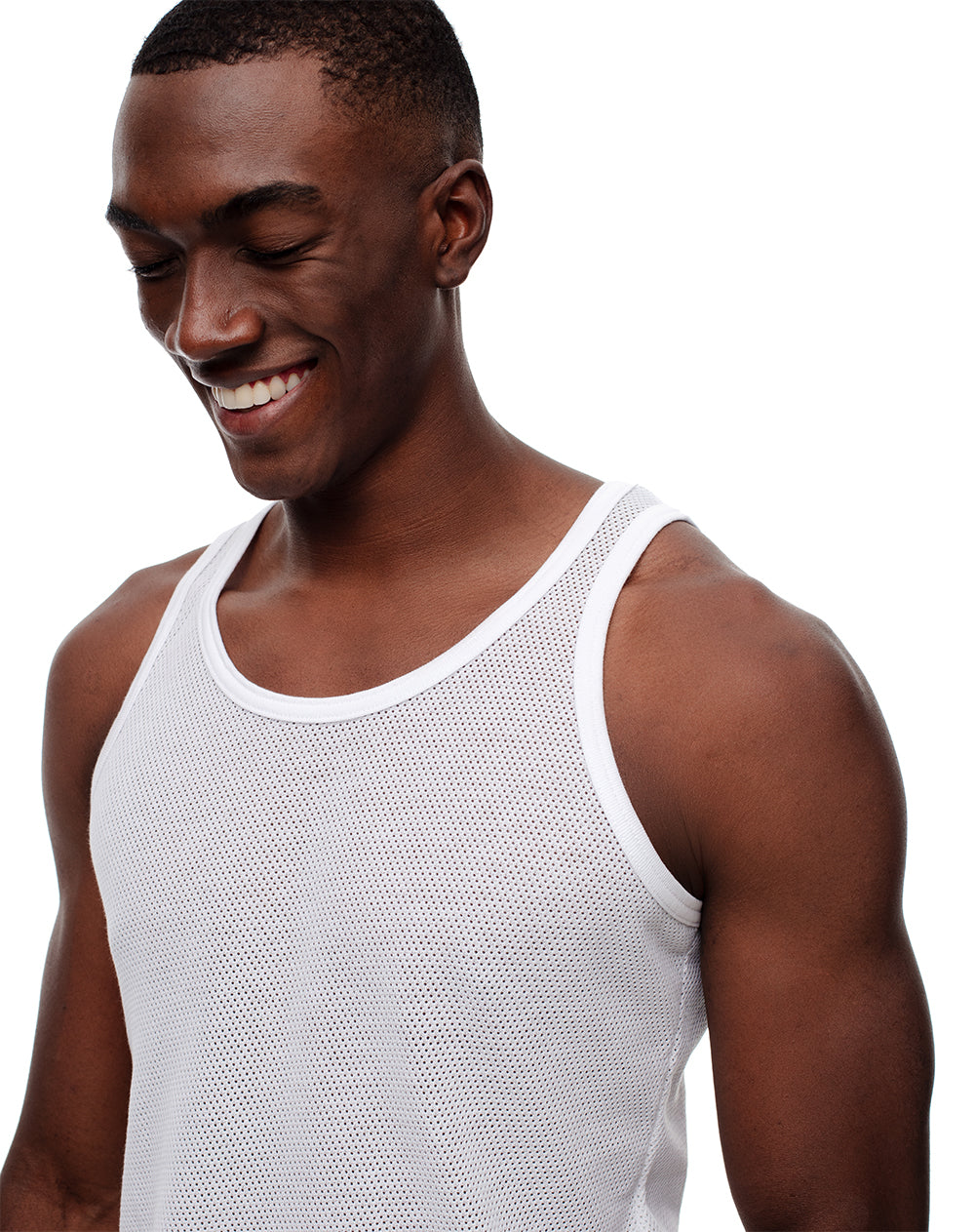 Camisilla slim malla blanca hombre