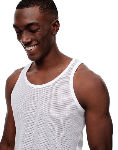 Camisilla slim malla blanca hombre