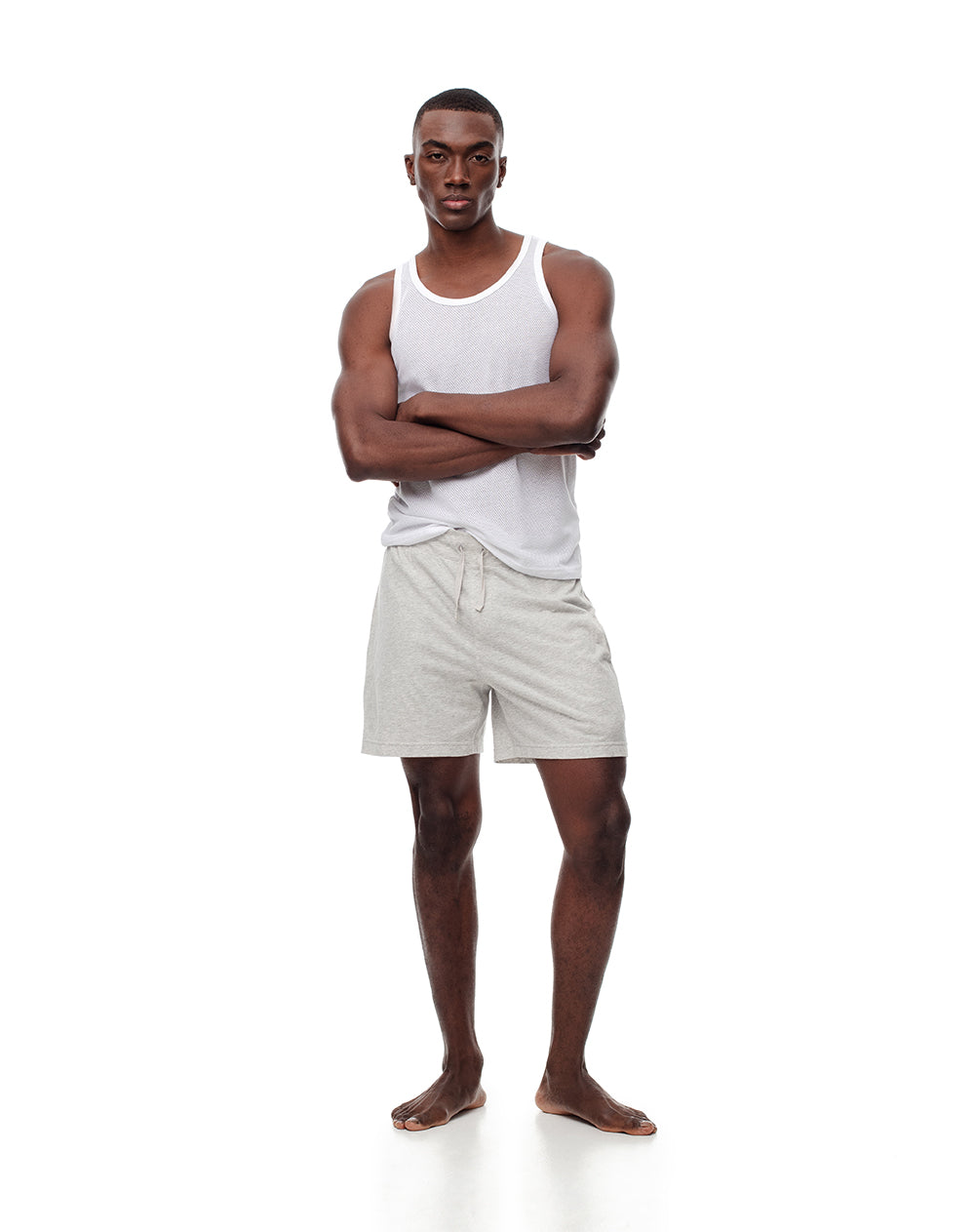 Camisilla slim malla blanca hombre