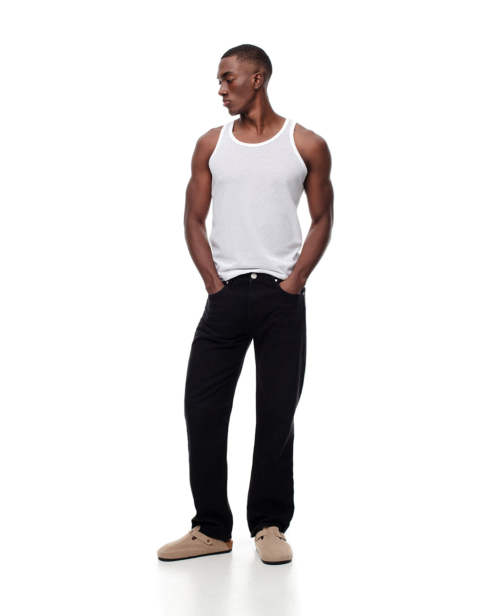 Camisilla slim malla blanca hombre