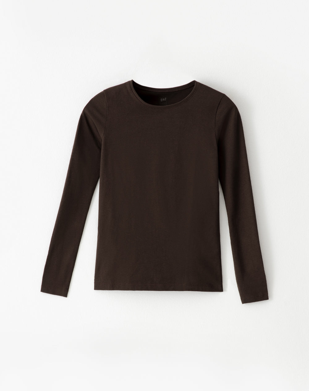 Camiseta slim fit manga larga chocolate