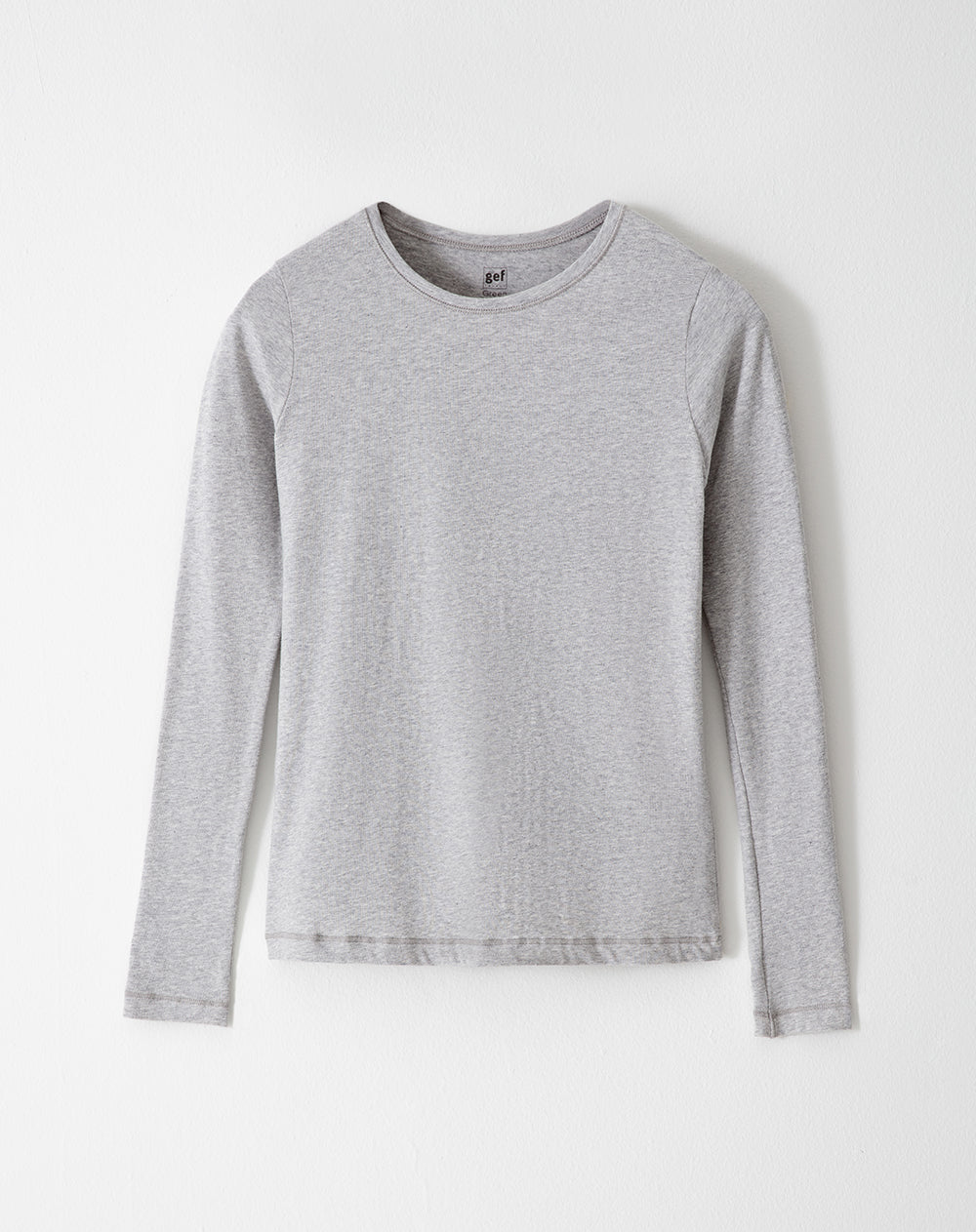 Camiseta slim fit manga larga gris jaspeada