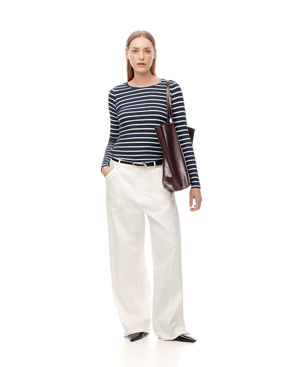 Camibuzo slim algodón rayas mujer