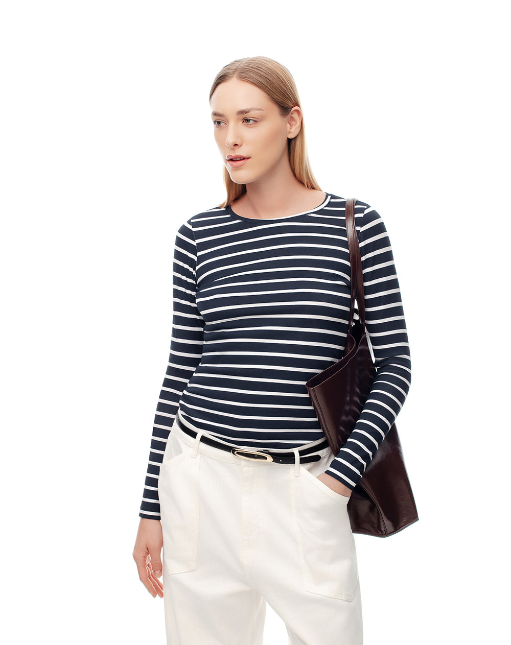 Camibuzo slim algodón rayas mujer