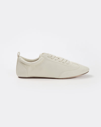 Tenis casuales tipo cuero graneado crudo mujer
