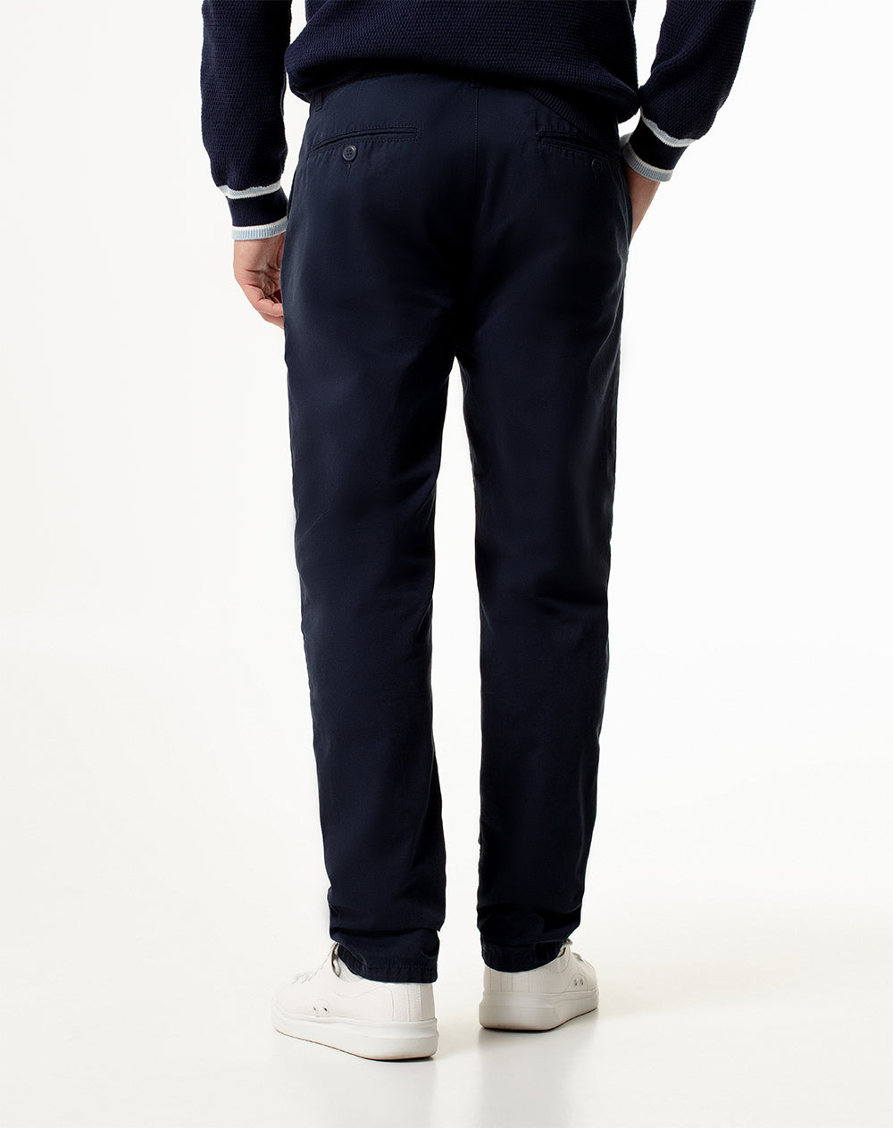 Pantalón slim fit tiro medio en drill azul