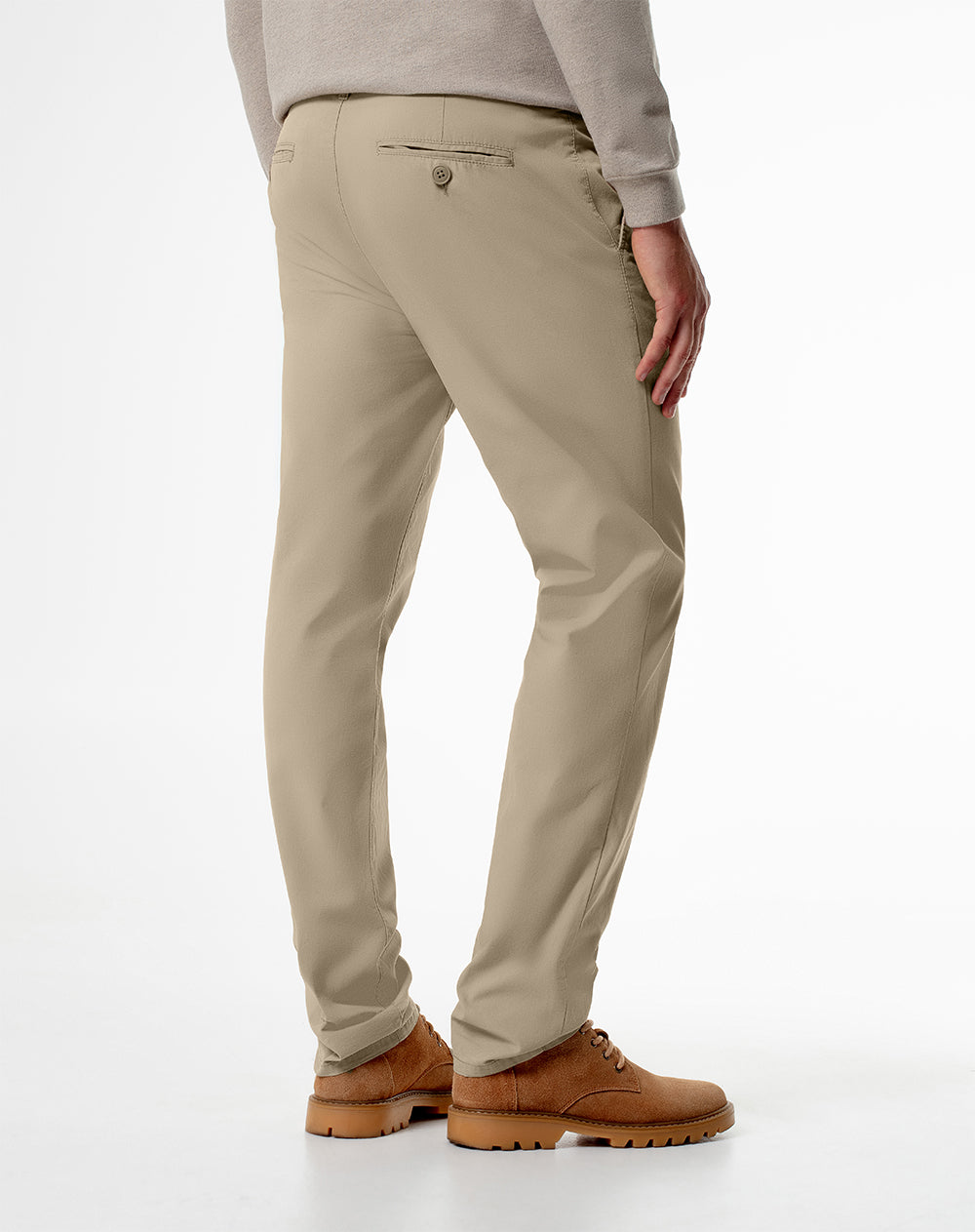 Pantalón slim fit tiro medio en drill khaki