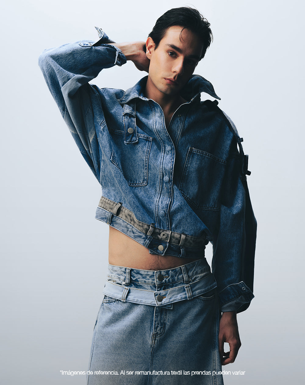 Chaqueta denim overshirt remanufacturada Gef x Alejandro Crocker mujer