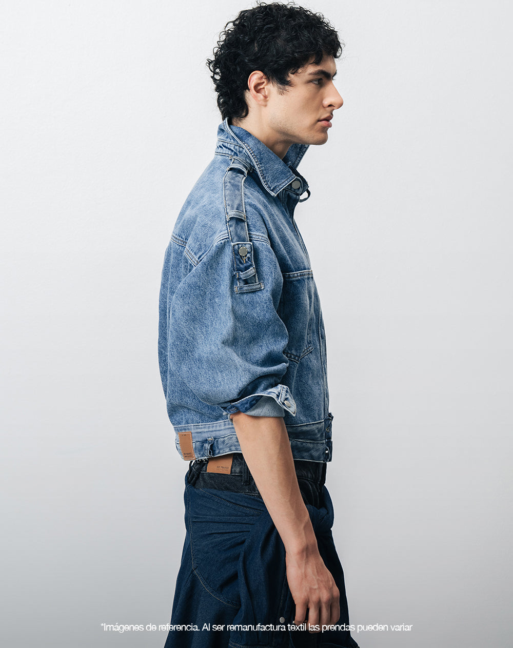 Chaqueta denim overshirt remanufacturada Gef x Alejandro Crocker