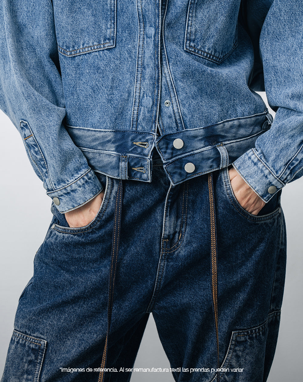 Chaqueta denim overshirt remanufacturada Gef x Alejandro Crocker mujer