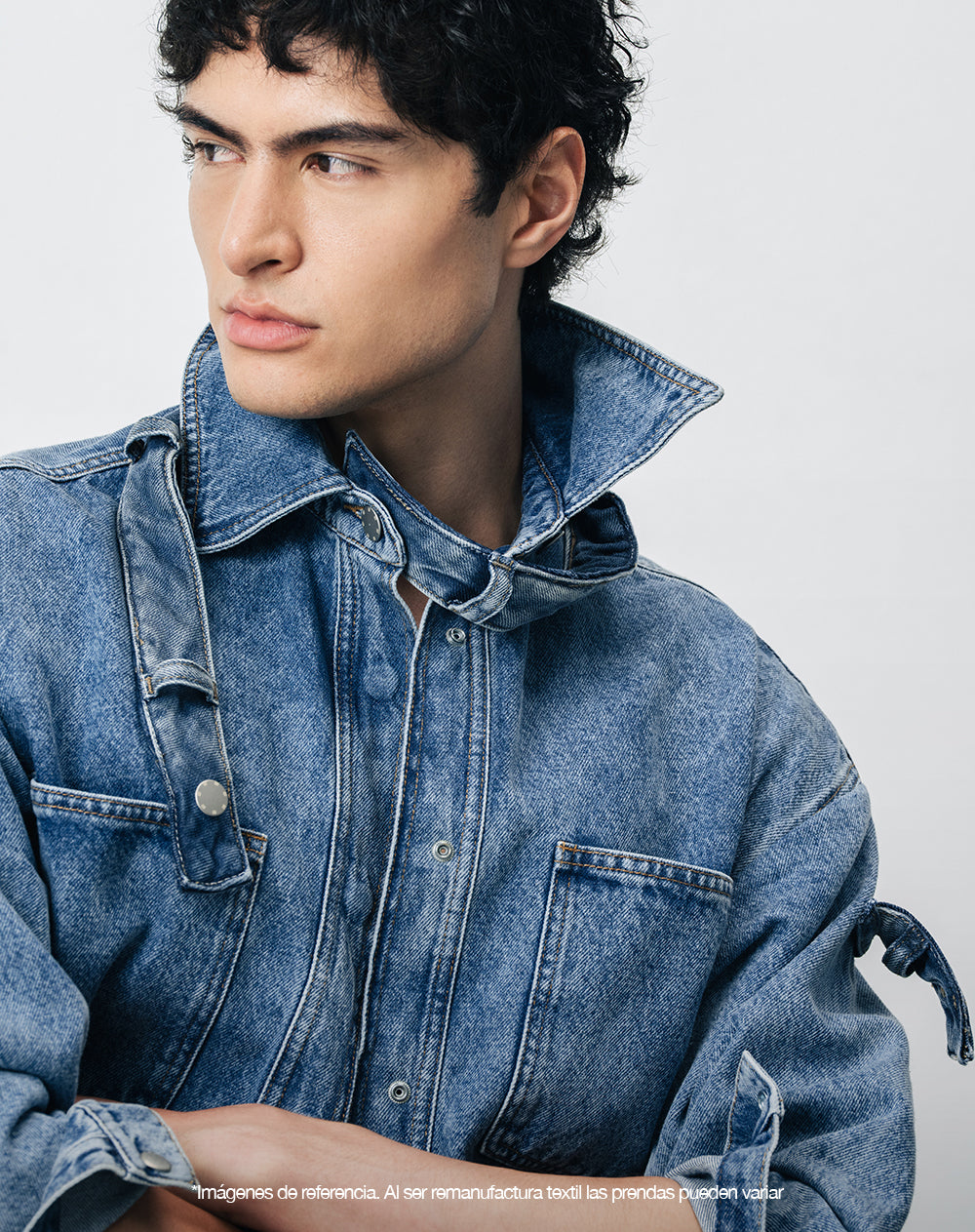 Chaqueta denim overshirt remanufacturada Gef x Alejandro Crocker mujer