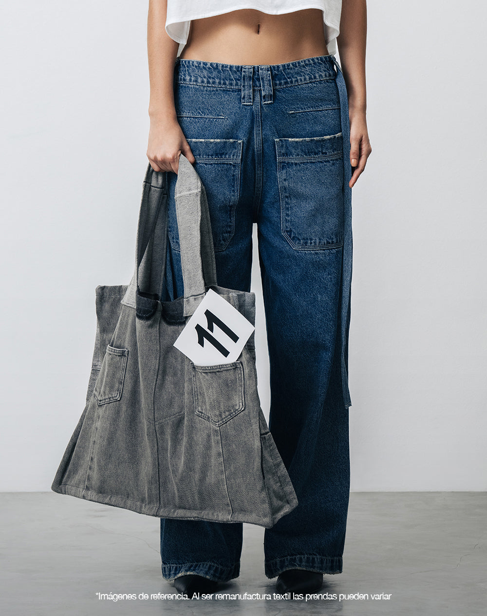 Tote bag denim maxi remanufacturado Gef x Alejandro Crocker