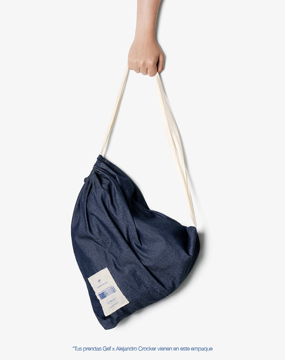 Tote bag denim maxi remanufacturado Gef x Alejandro Crocker