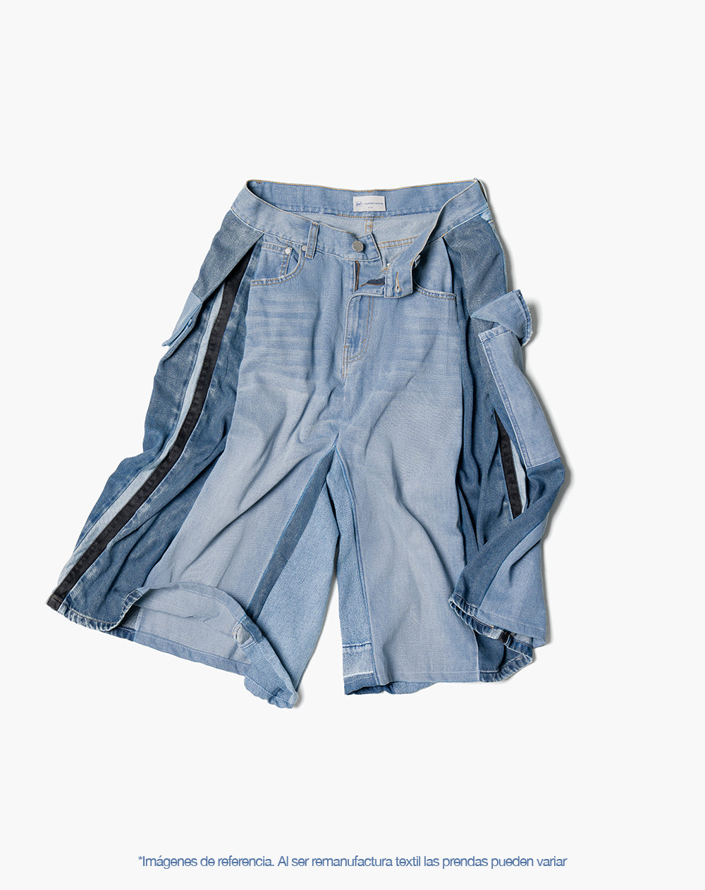 Bermuda denim tipo jort remanufacturada Gef x Alejandro Crocker
