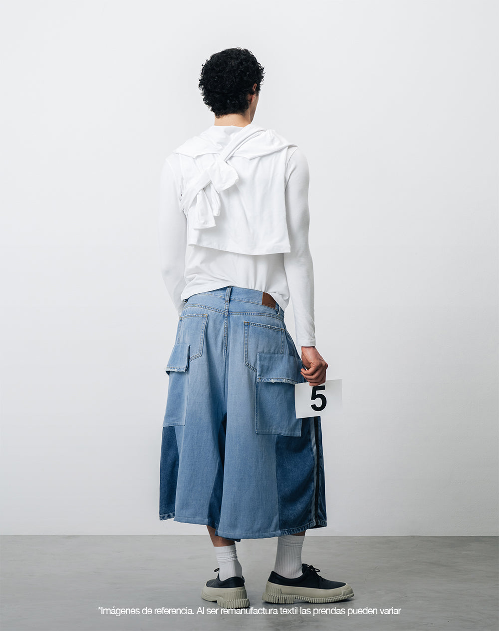 Bermuda denim tipo jort remanufacturada Gef x Alejandro Crocker