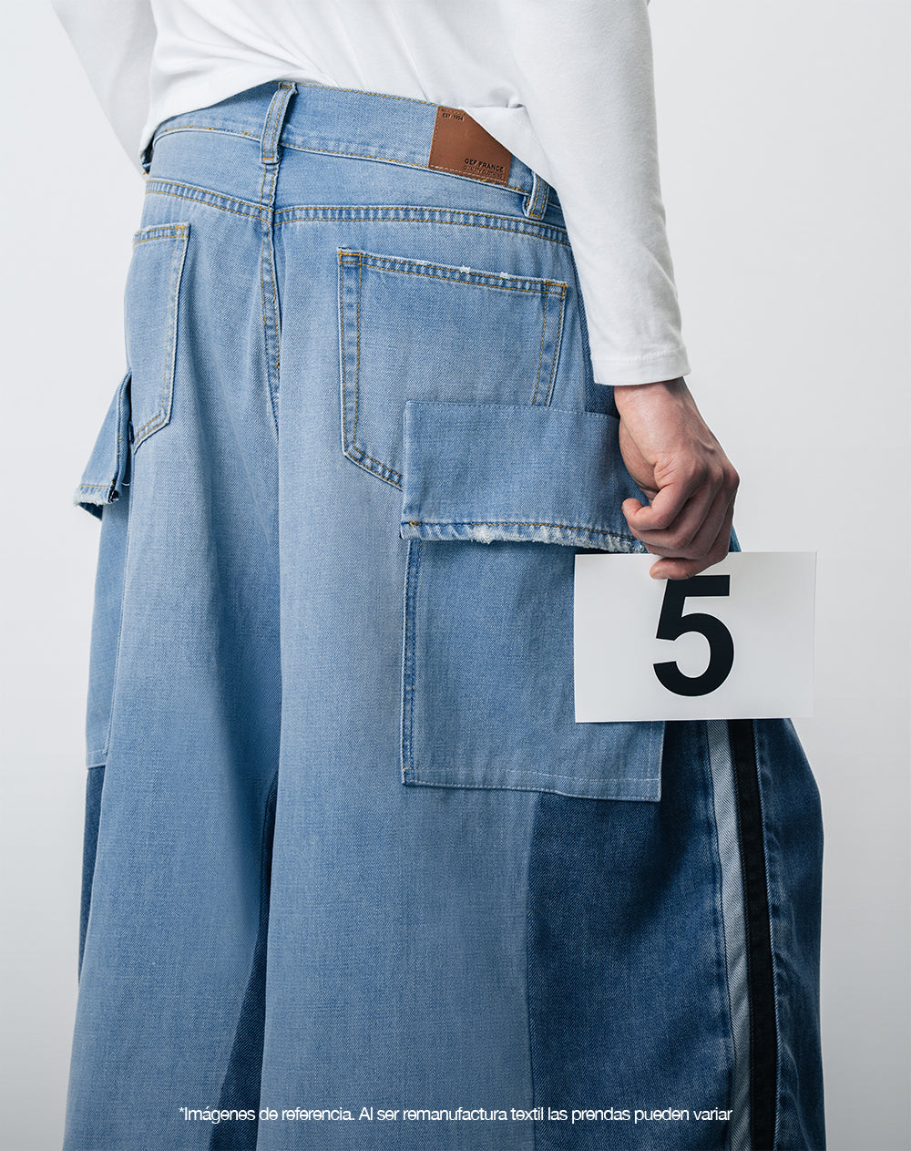 Bermuda denim tipo jort remanufacturada Gef x Alejandro Crocker