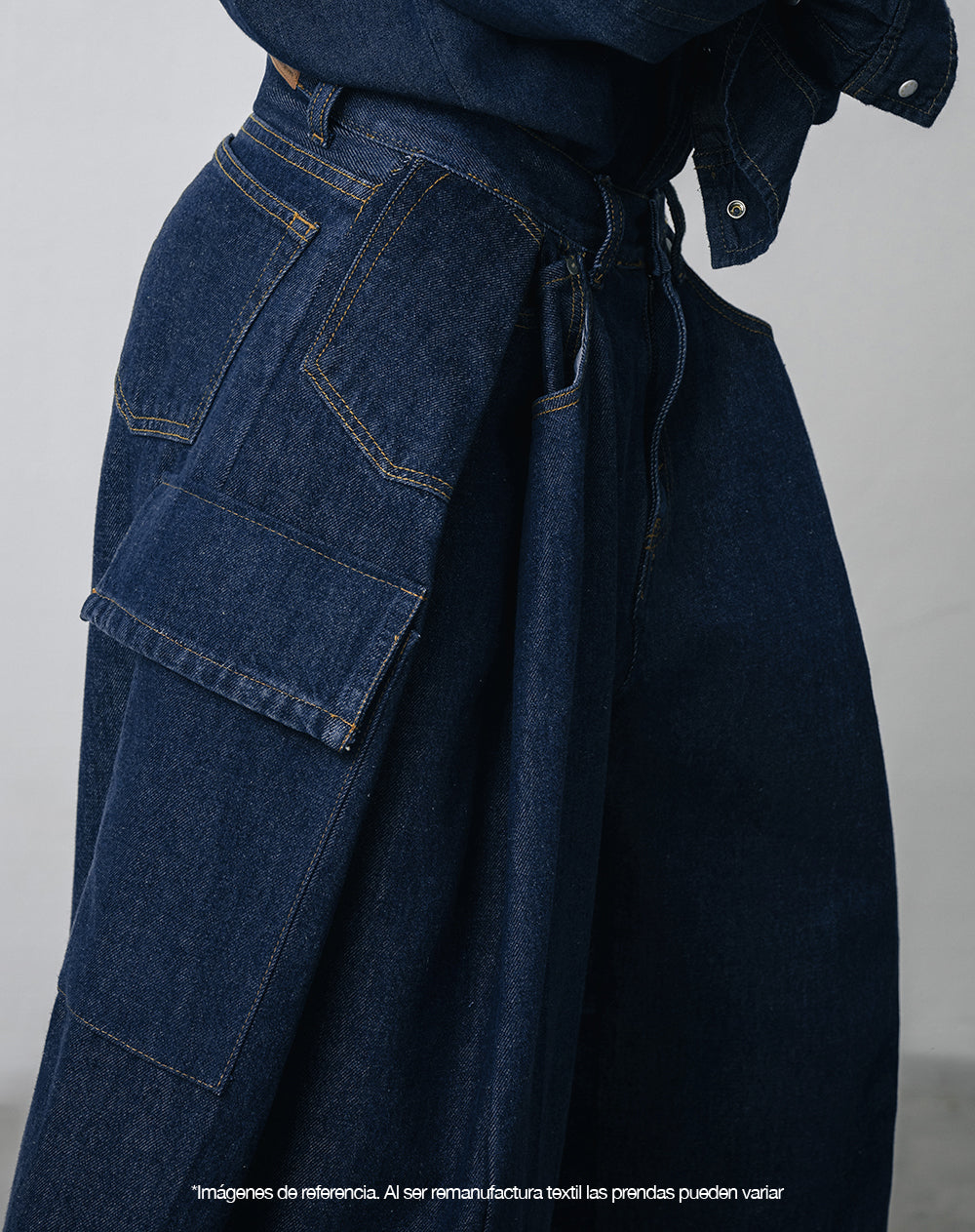 Bermuda denim tipo jort remanufacturada Gef x Alejandro Crocker