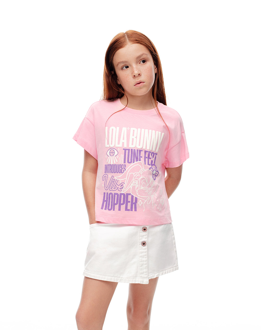 Camiseta algodón Lola Bunny rosa niña