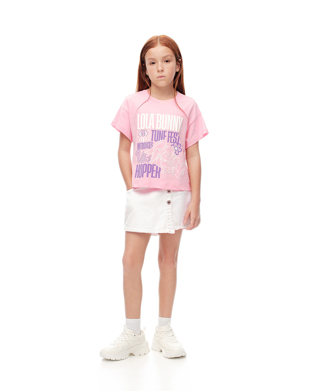 Camiseta algodón Lola Bunny rosa niña