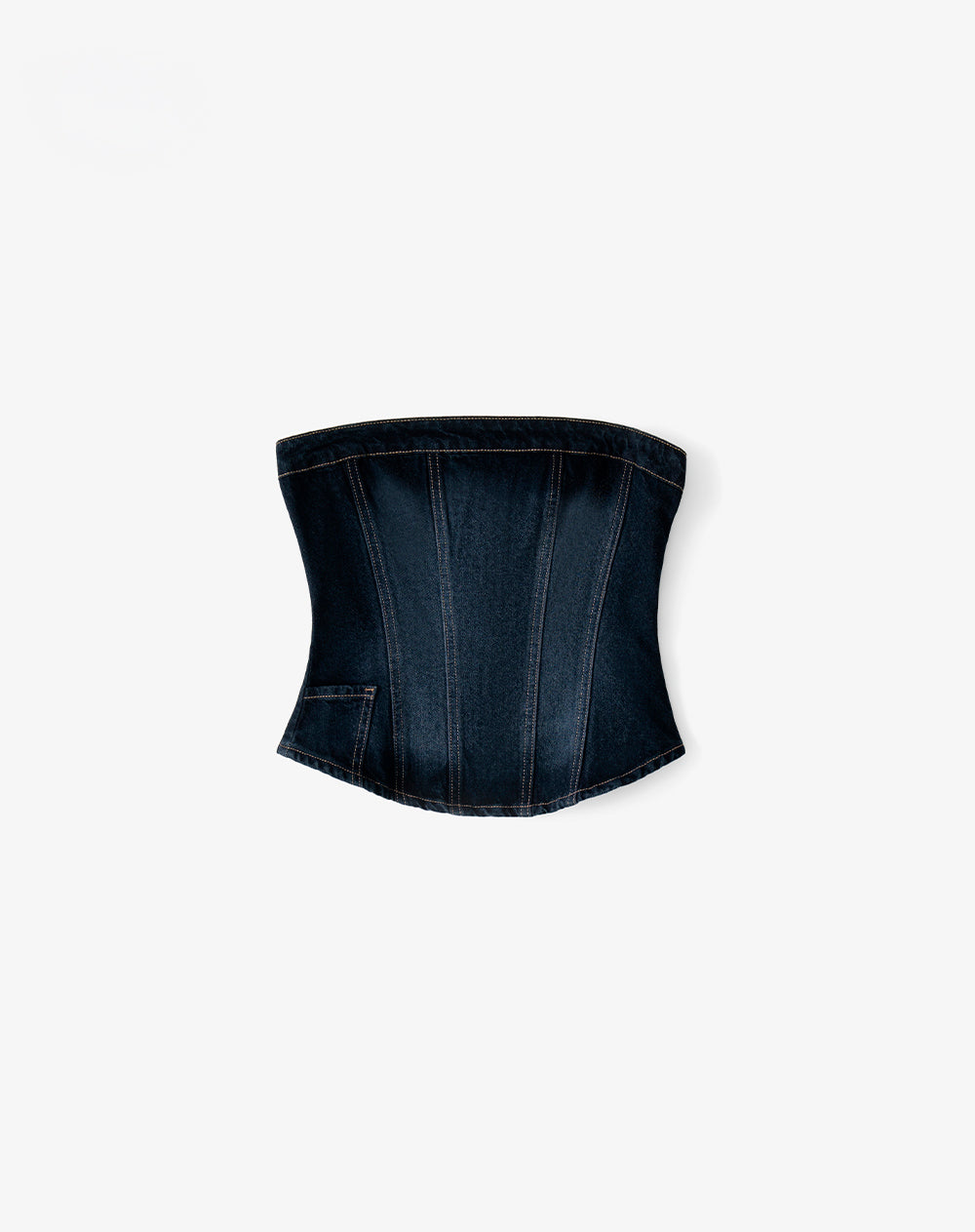 Top strapless denim índigo oscuro mujer