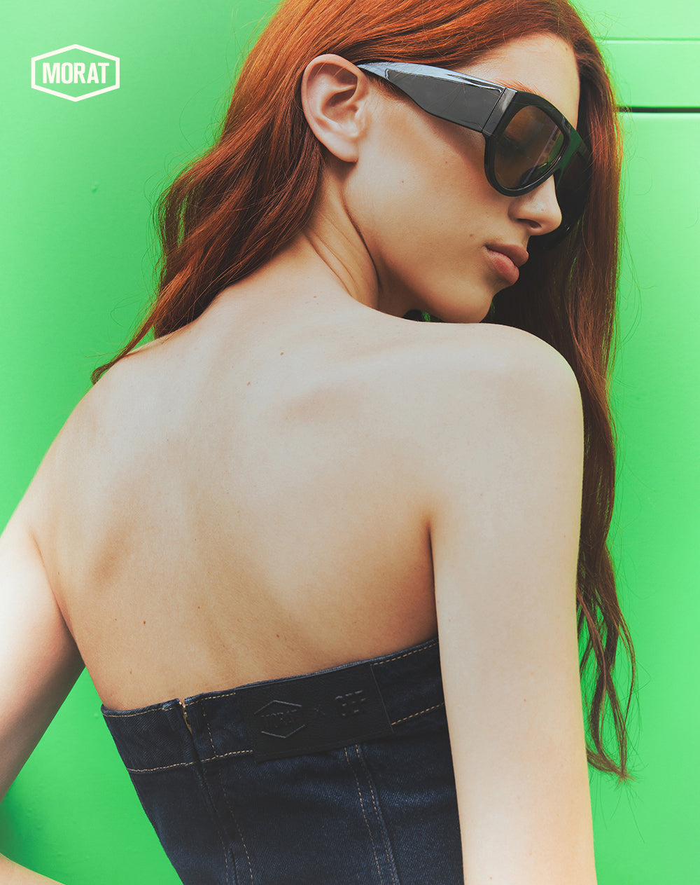 Top strapless denim índigo oscuro mujer GEF | MORAT