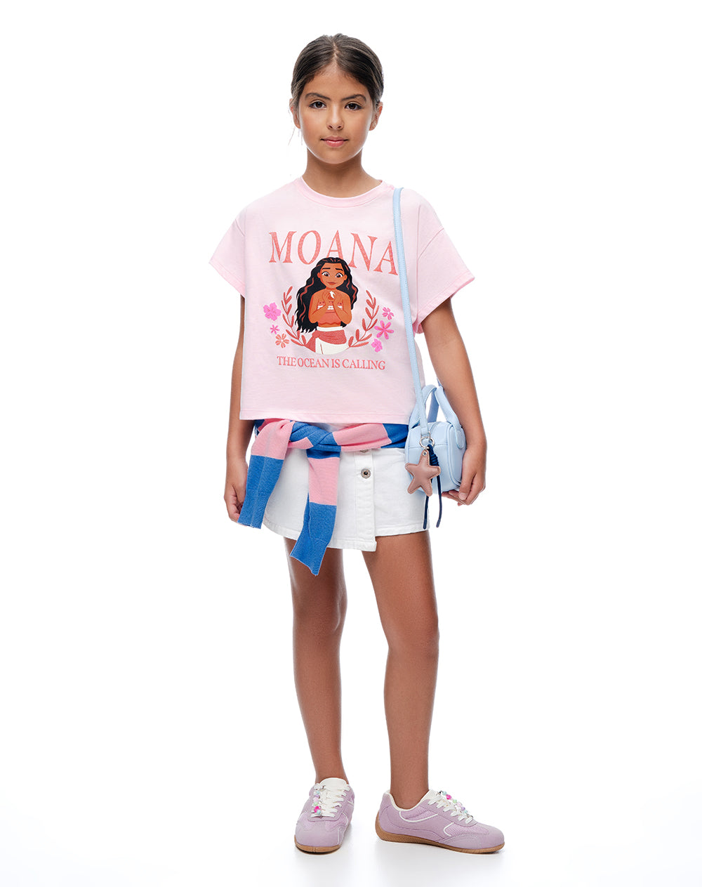 Camiseta regular Moana rosada niña